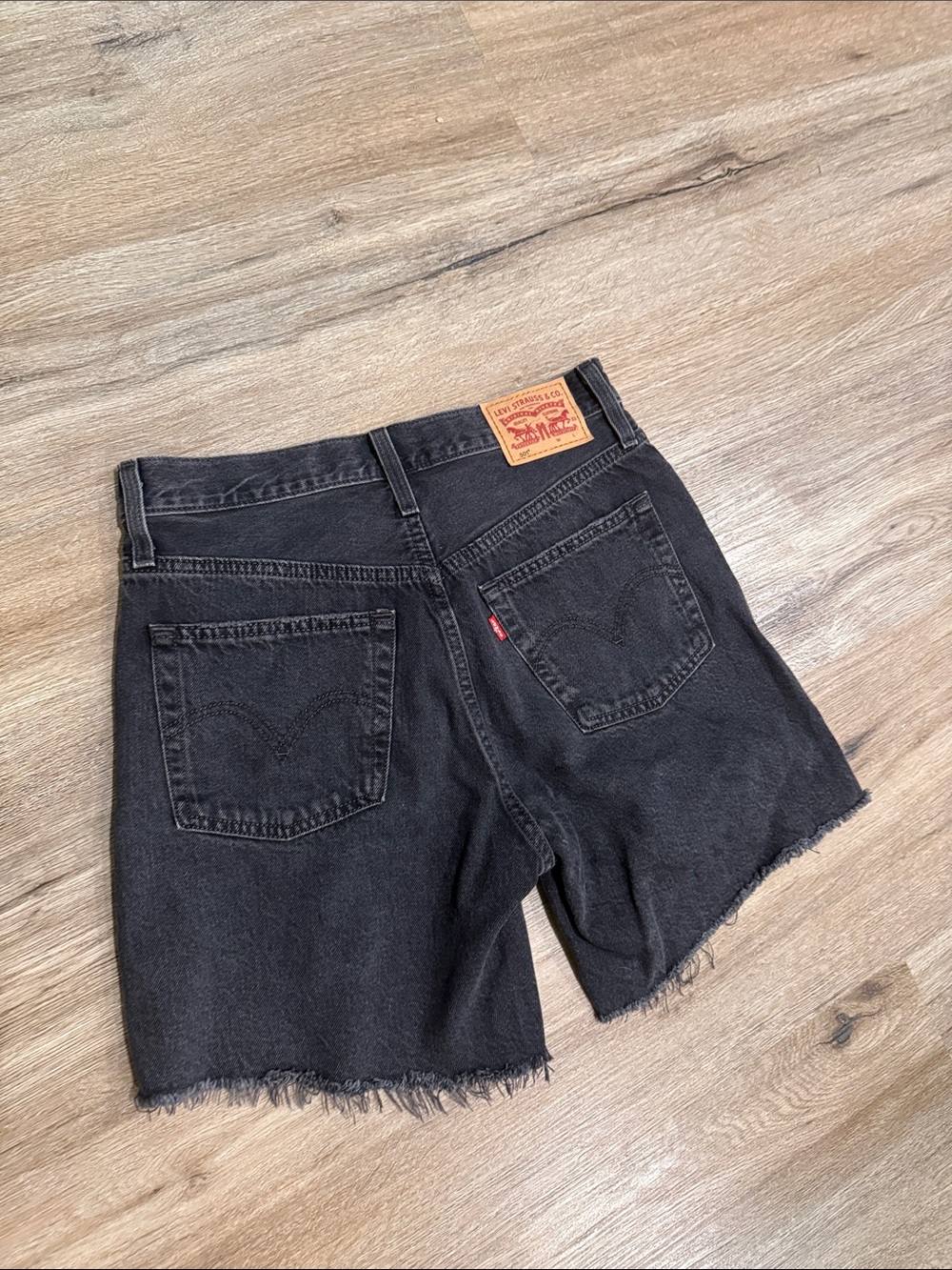Levi's 501 Black Denim Shorts with Factory Frayed Hem